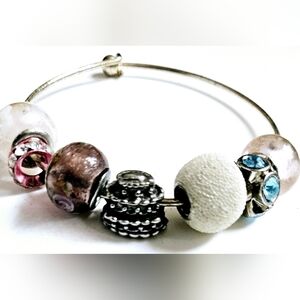 NWT Elegant Silver WEDDING CAKE Bracelet COLORFUL BEADS!